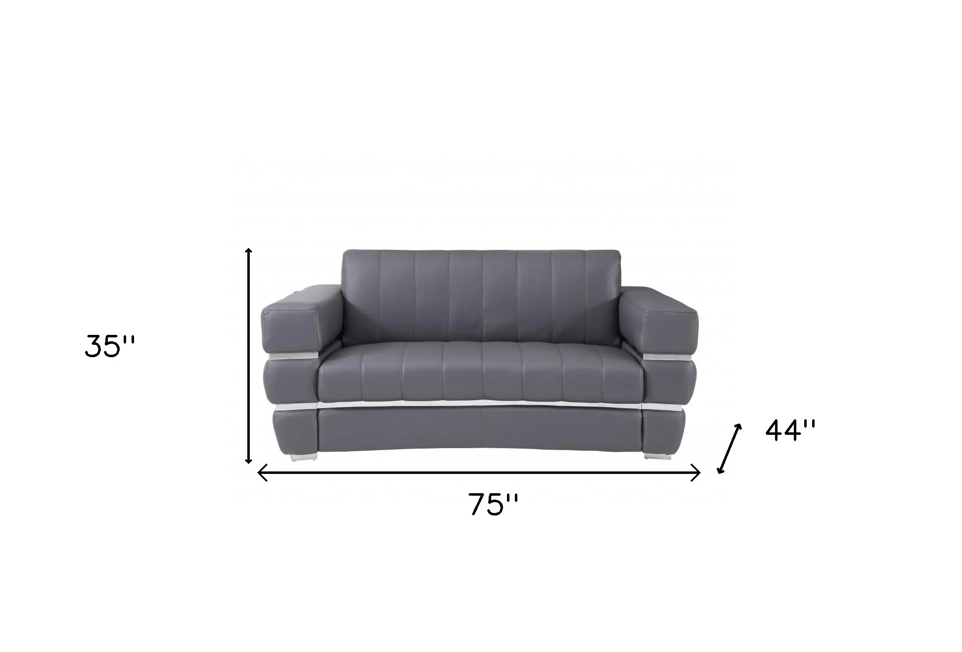 75" Gray And Silver Italian Leather Love Seat By Homeroots - Image 7
