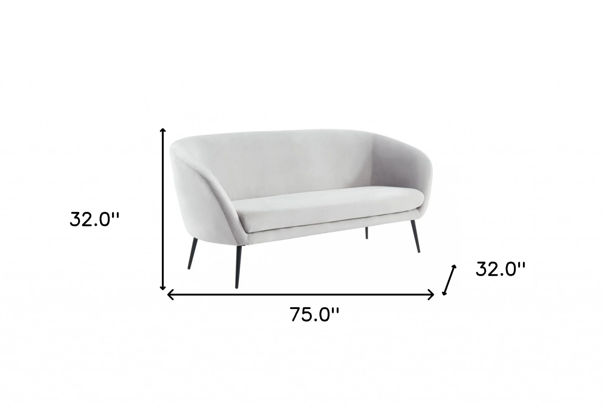 75" Light Grey Three Person Standard Metal Legs Sofa By Homeroots - Image 7