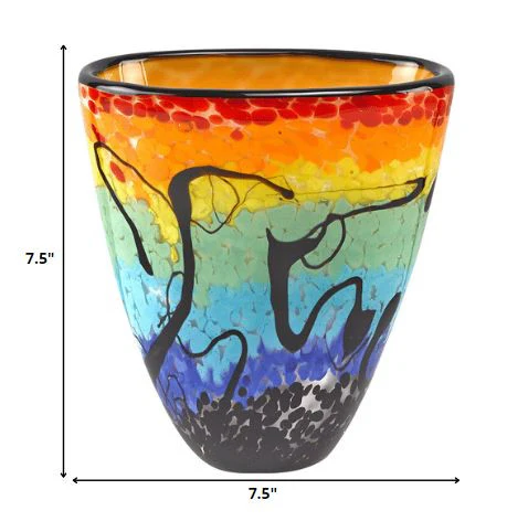 75 Mouth Blown Art Glass Oval Vase By Homeroots - Image 2