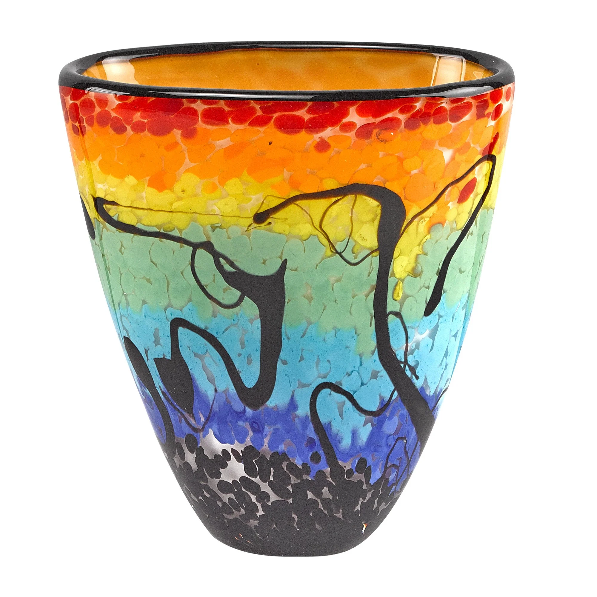 75 Mouth Blown Art Glass Oval Vase By Homeroots - Image 3