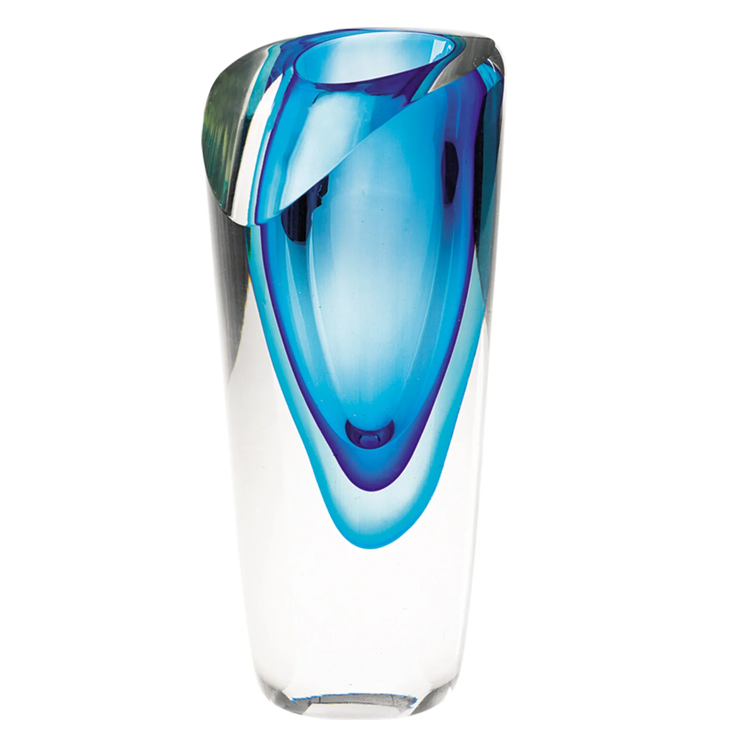 75 Mouth Blown Glass Blue Vase By Homeroots - Image 3