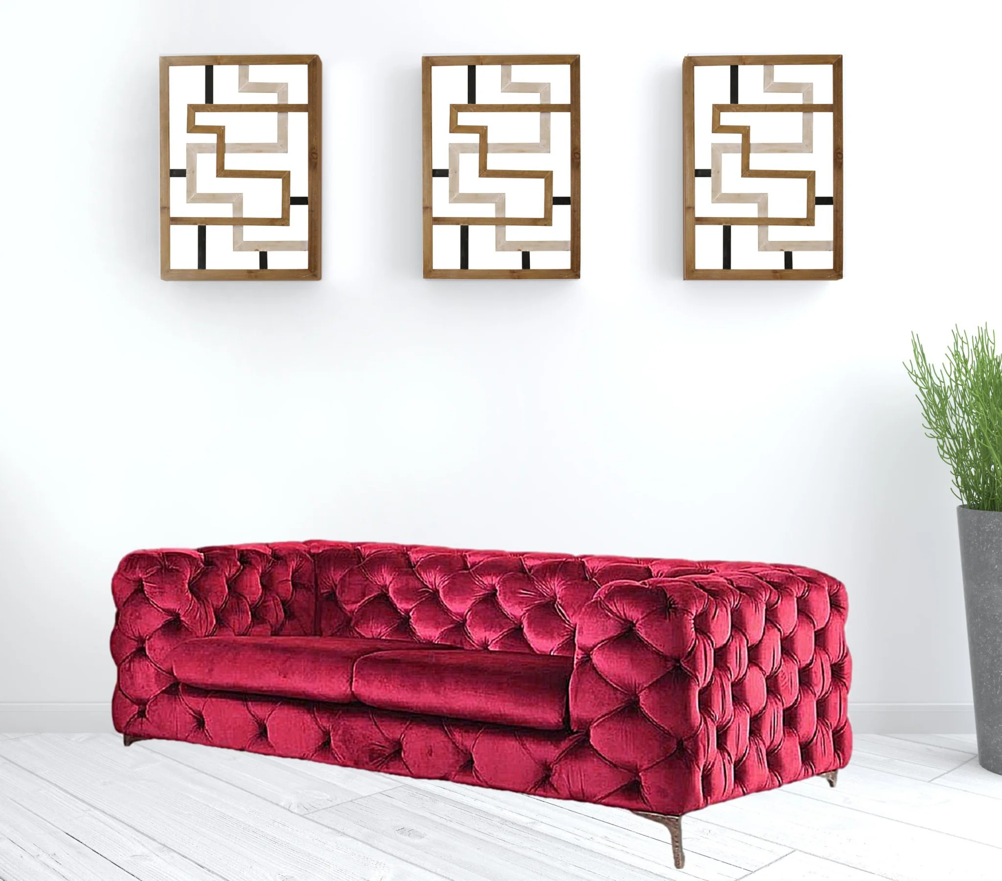 75" Red And Silver Velvet Love Seat By Homeroots - Image 2
