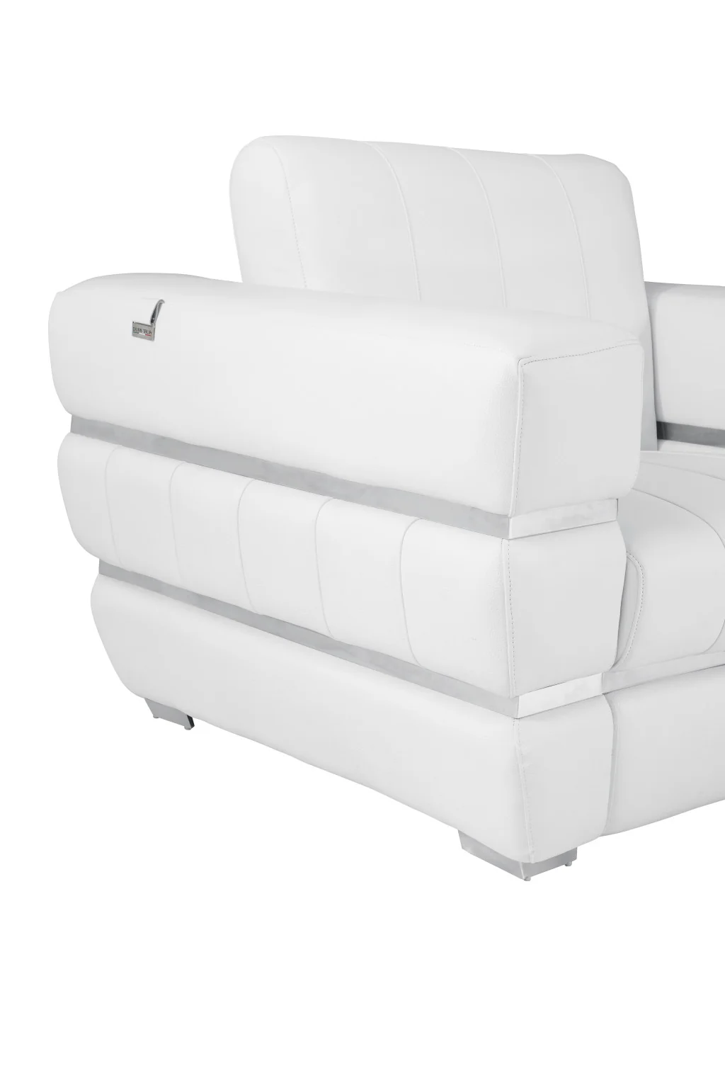 75" White And Silver Italian Leather Love Seat By Homeroots - Image 6