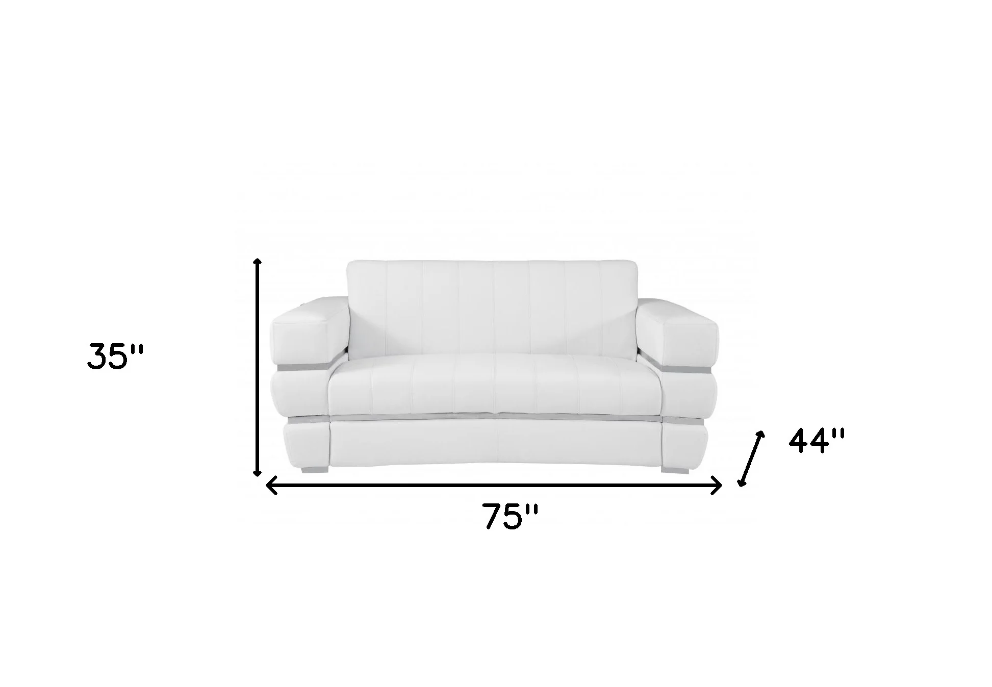 75" White And Silver Italian Leather Love Seat By Homeroots - Image 7