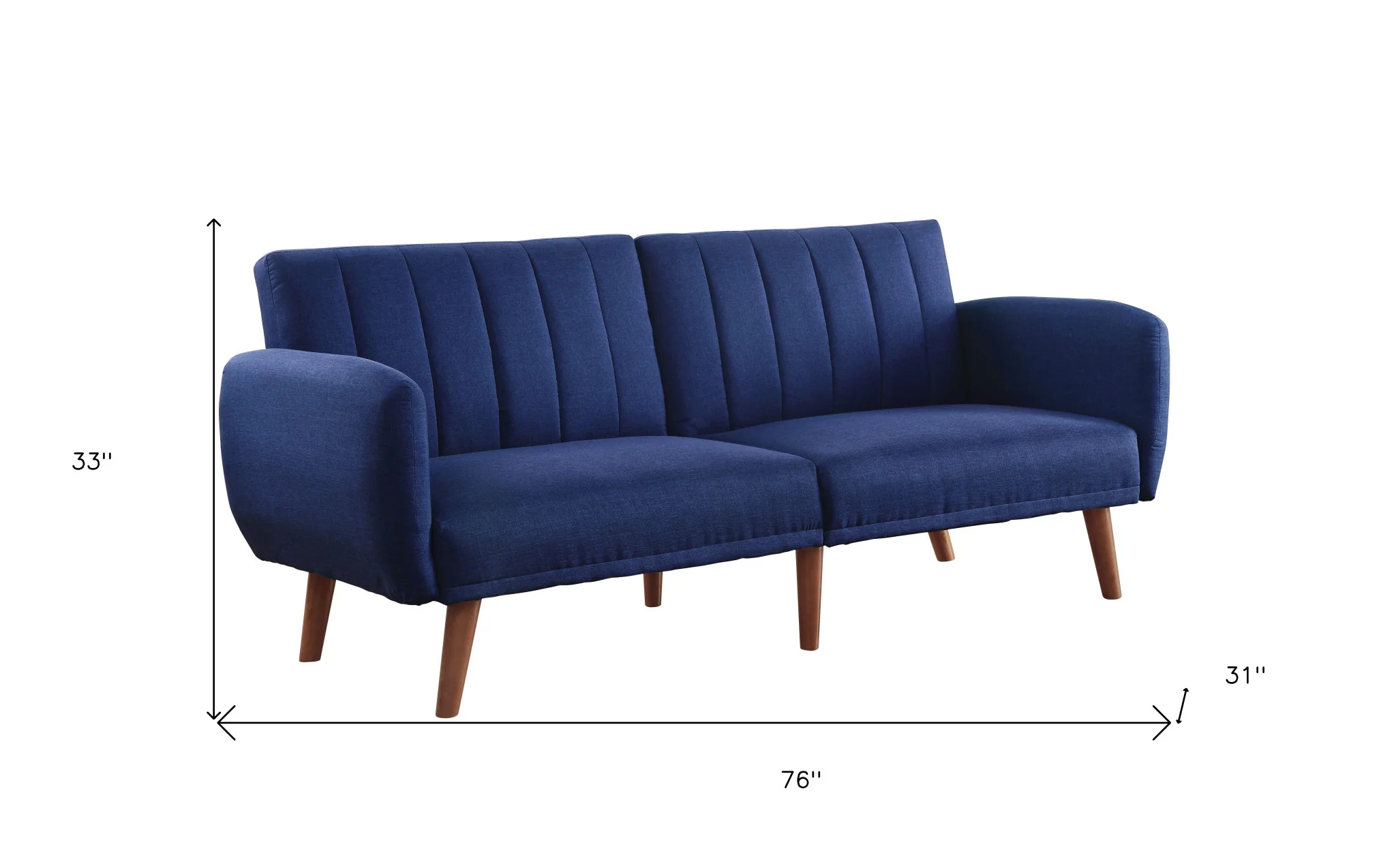 76" Blue Linen And Wood Brown Sleeper Sofa By Homeroots - Image 6