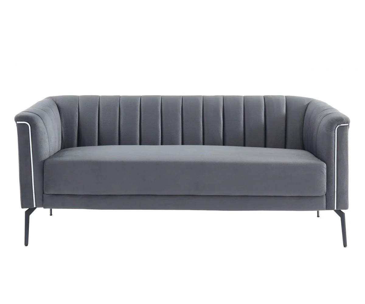 76" Dark Grey Three Person Standard Metal Legs Sofa By Homeroots - Image 2