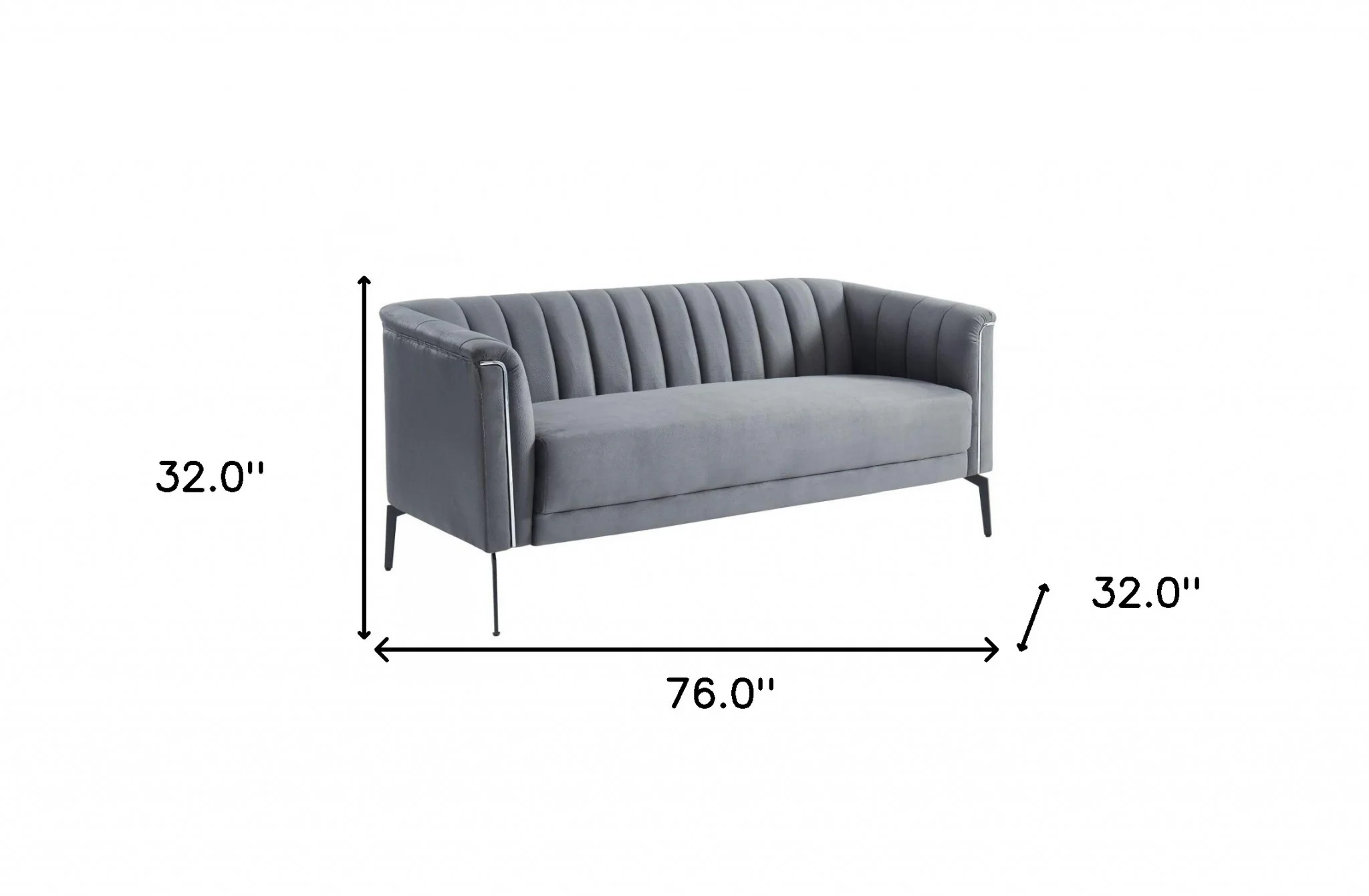 76" Dark Grey Three Person Standard Metal Legs Sofa By Homeroots - Image 7
