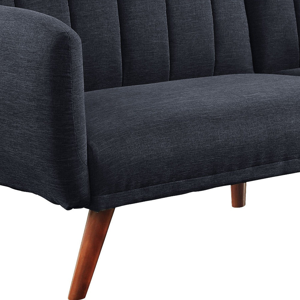 76" Gray Linen And Wood Brown Sleeper Sofa By Homeroots - Image 3