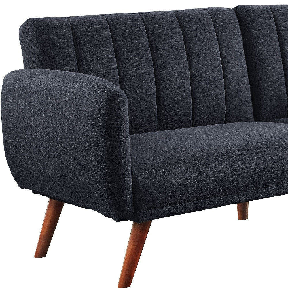 76" Gray Linen And Wood Brown Sleeper Sofa By Homeroots - Image 4