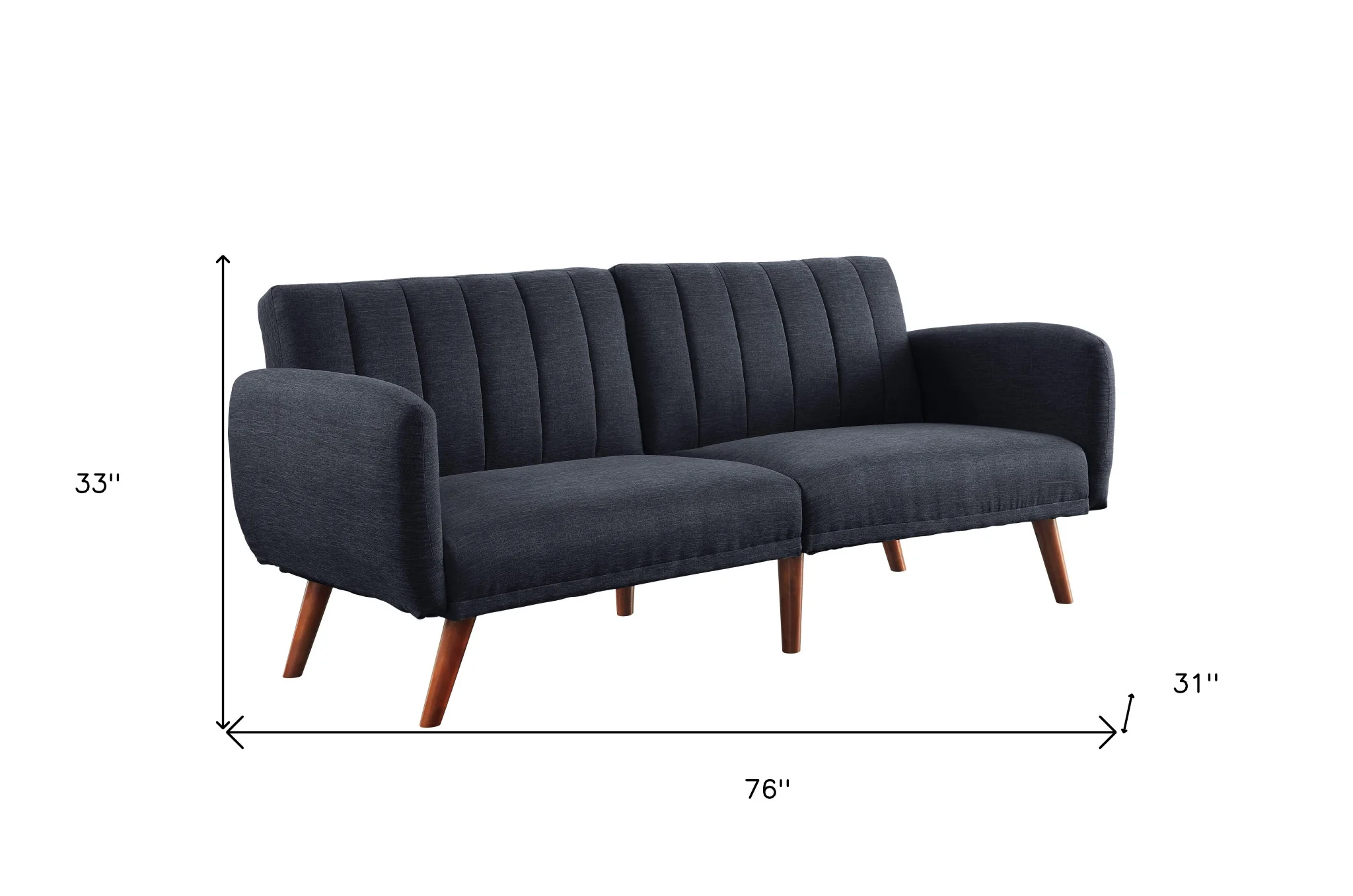 76" Gray Linen And Wood Brown Sleeper Sofa By Homeroots - Image 5