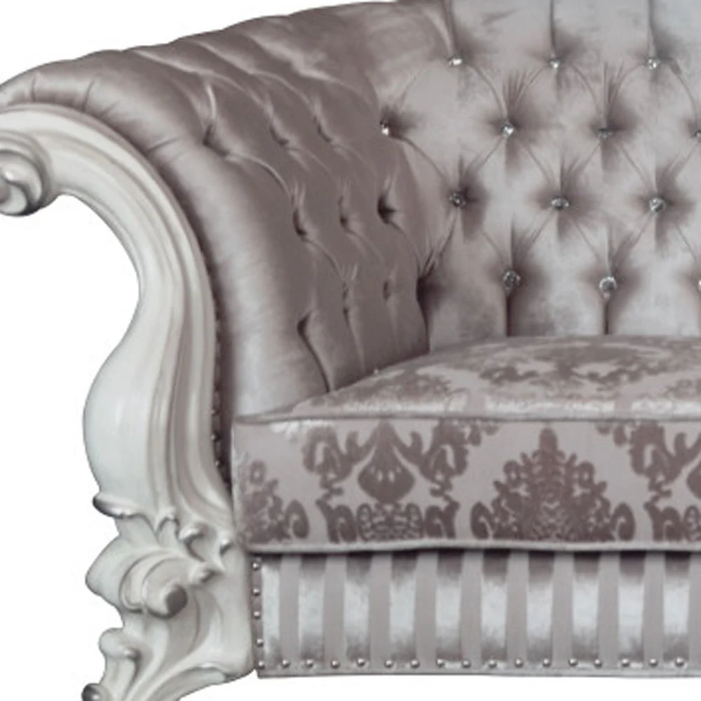 76" Ivory And Off White Velvet Love Seat And Toss Pillows By Homeroots - Image 3
