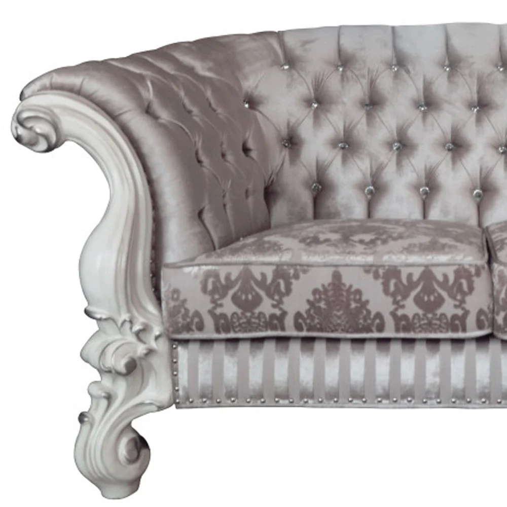 76" Ivory And Off White Velvet Love Seat And Toss Pillows By Homeroots - Image 4