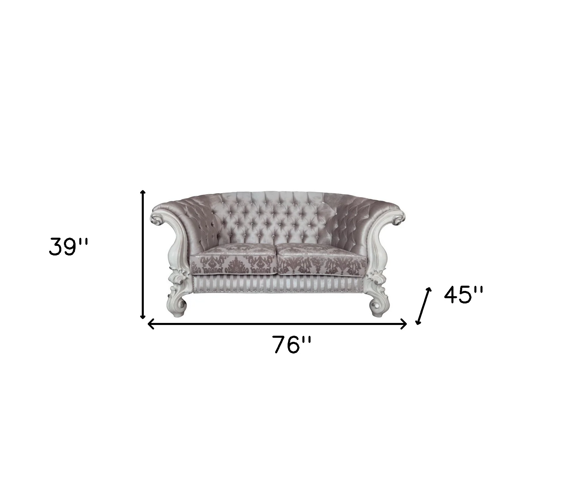 76" Ivory And Off White Velvet Love Seat And Toss Pillows By Homeroots - Image 5