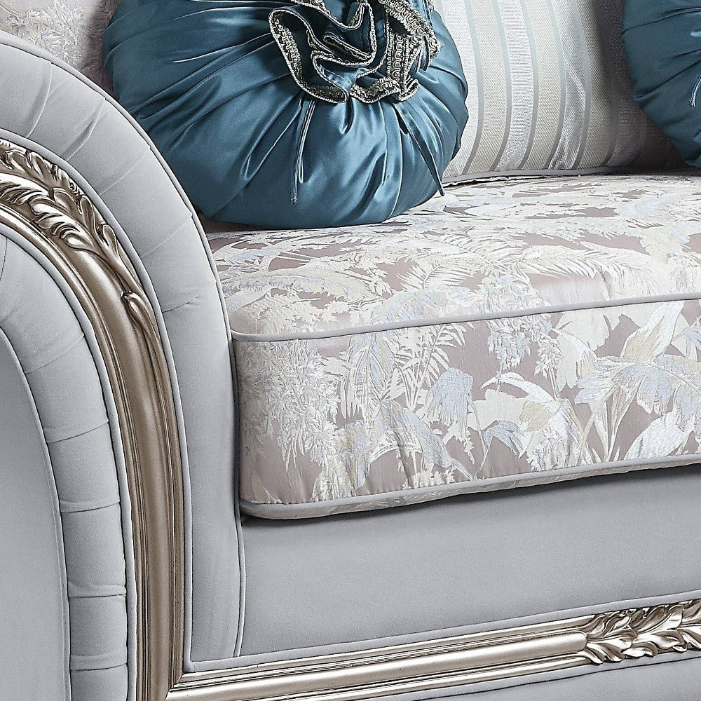 76" Light Gray And Platinum Linen Love Seat And Toss Pillows By Homeroots - Image 4