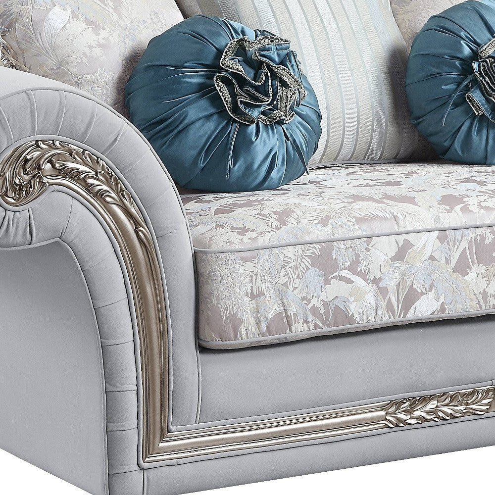 76" Light Gray And Platinum Linen Love Seat And Toss Pillows By Homeroots - Image 5