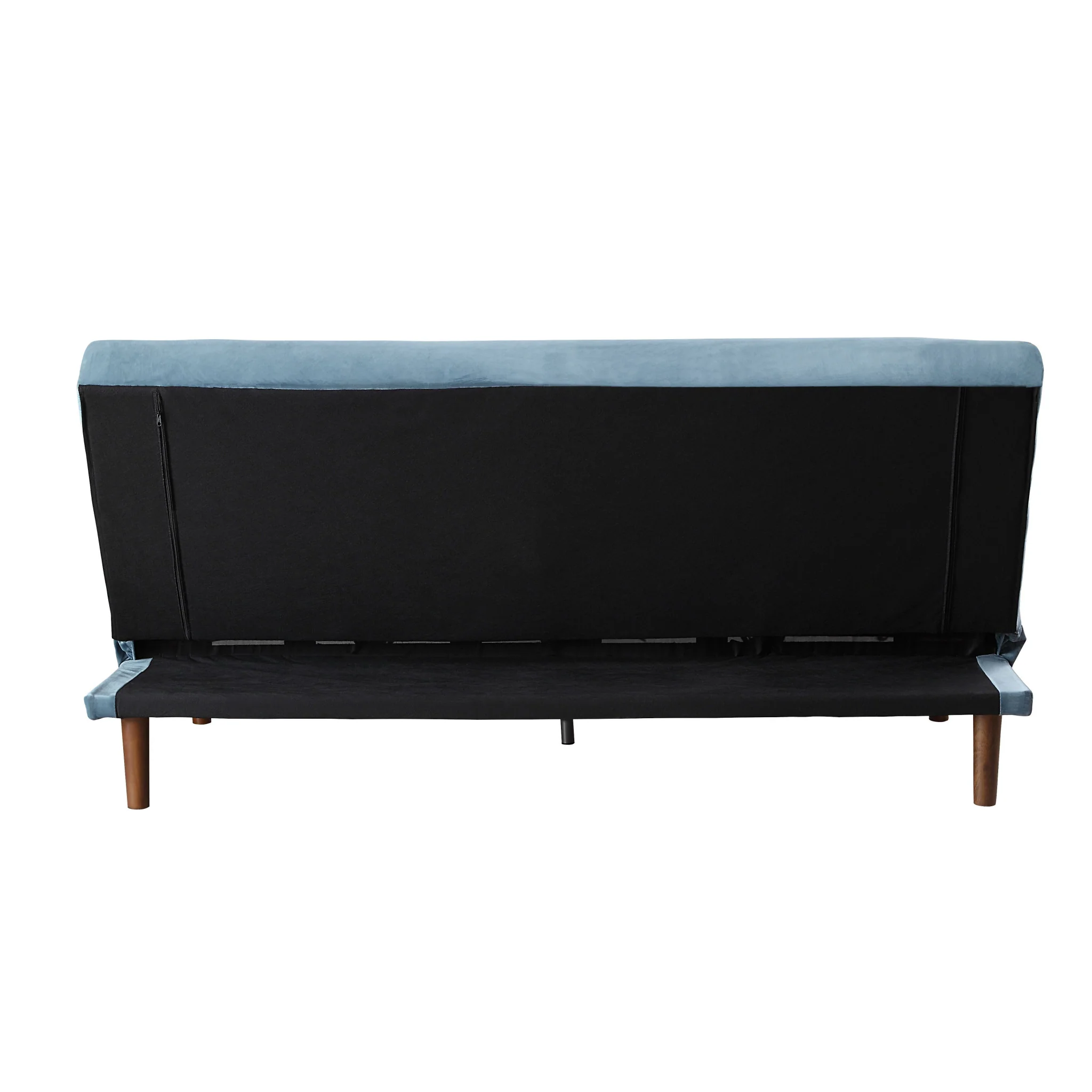 76" Teal Velvet And Wood Brown Sleeper Sofa By Homeroots - Image 4