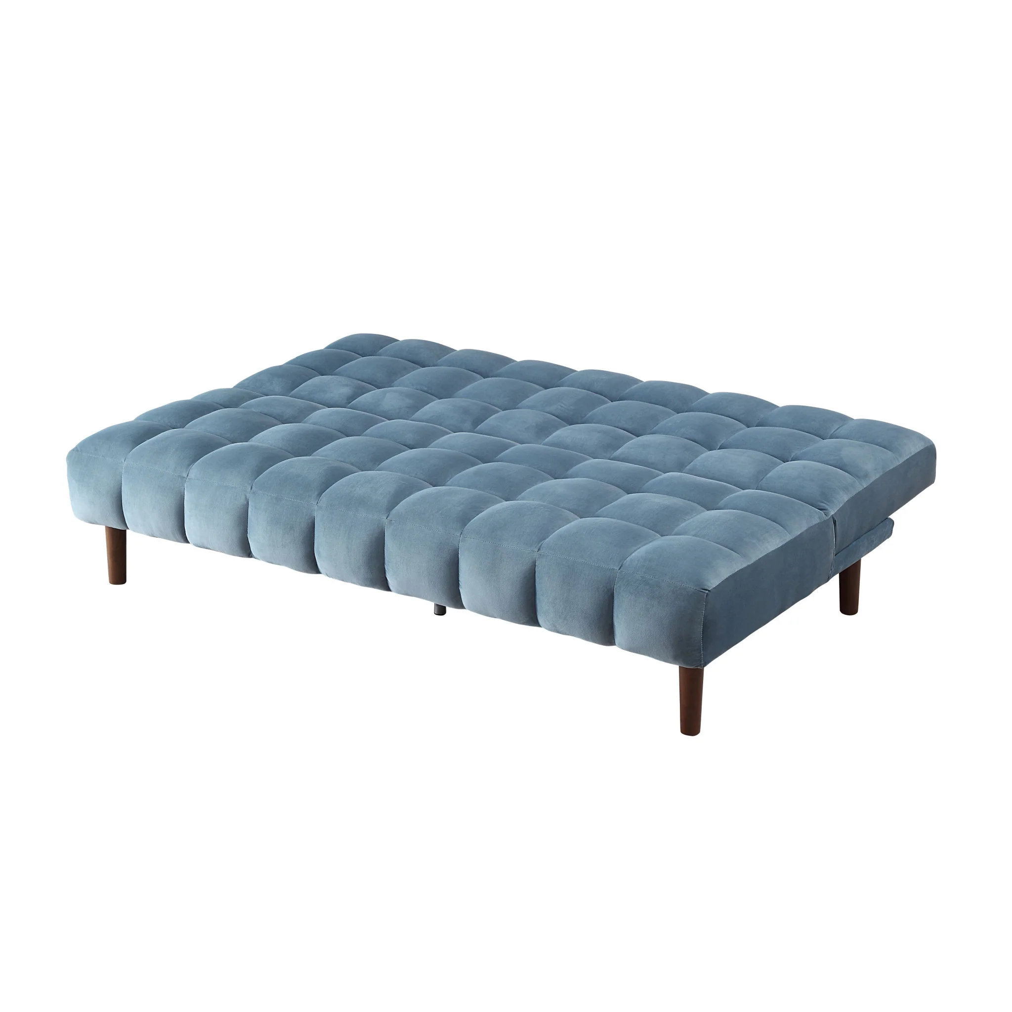 76" Teal Velvet And Wood Brown Sleeper Sofa By Homeroots - Image 5