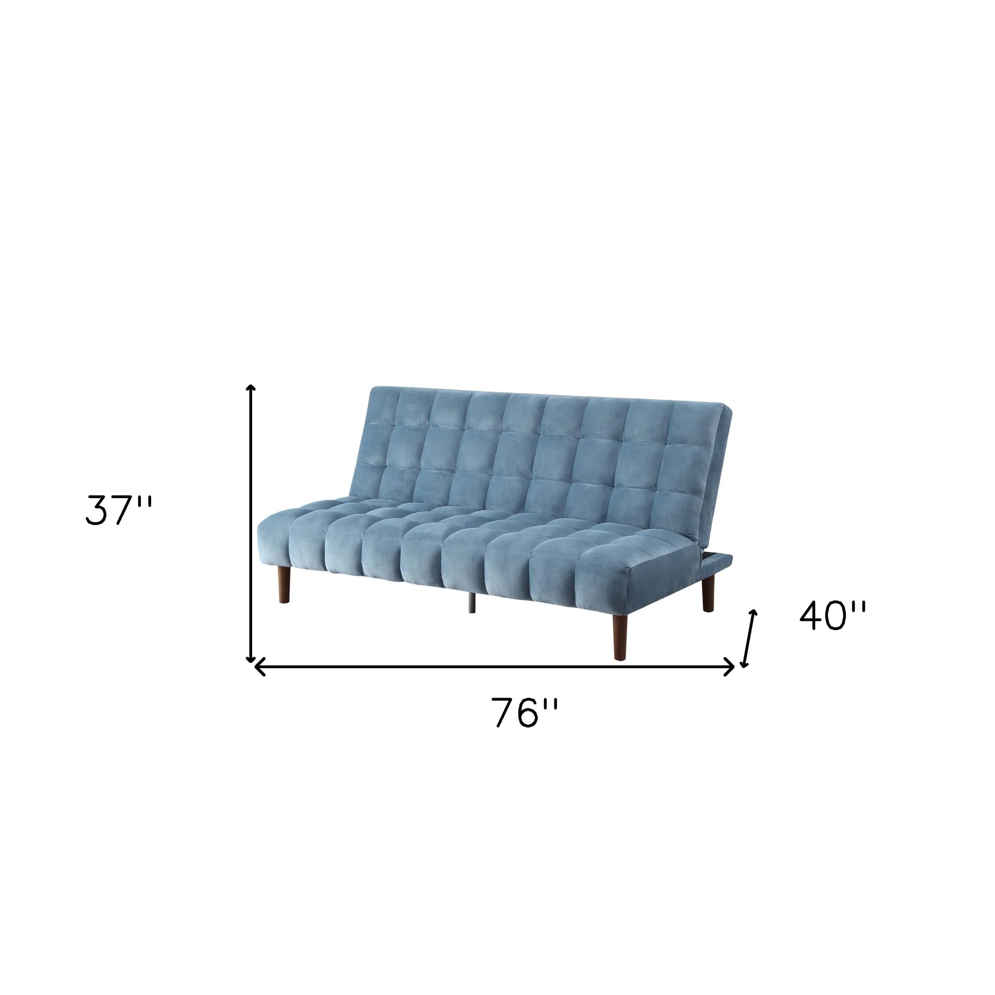 76" Teal Velvet And Wood Brown Sleeper Sofa By Homeroots - Image 9