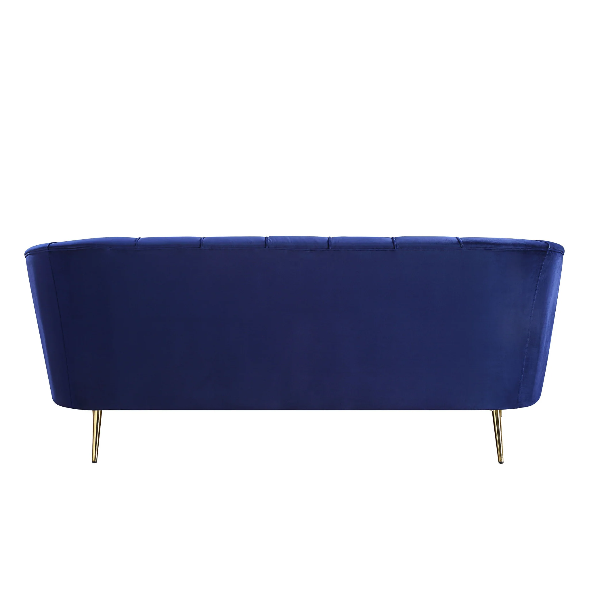 78" Blue Velvet And Gold Sofa By Homeroots - Image 4
