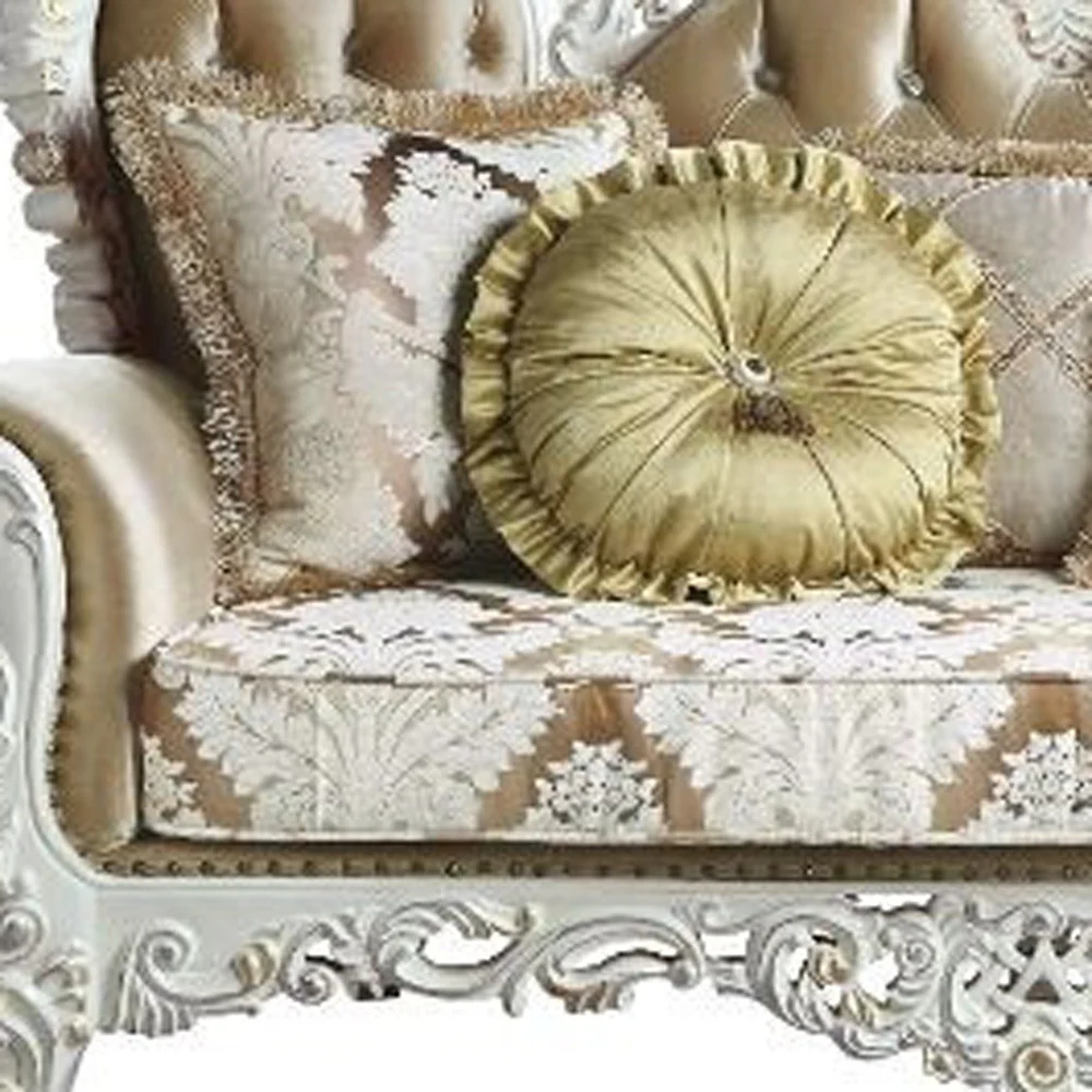 78" Brown And White Love Seat And Toss Pillows By Homeroots - Image 3