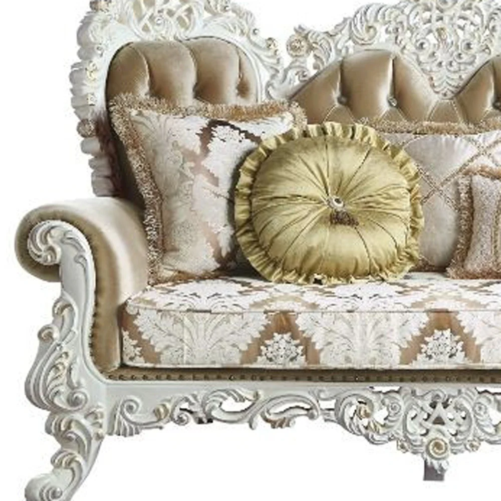 78" Brown And White Love Seat And Toss Pillows By Homeroots - Image 4
