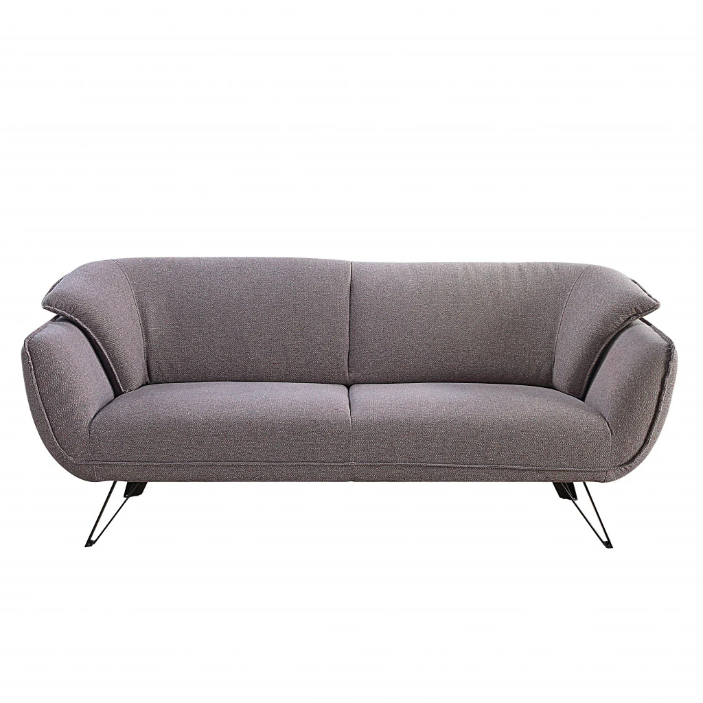 78" Gray Linen And Black Sofa By Homeroots - Image 2