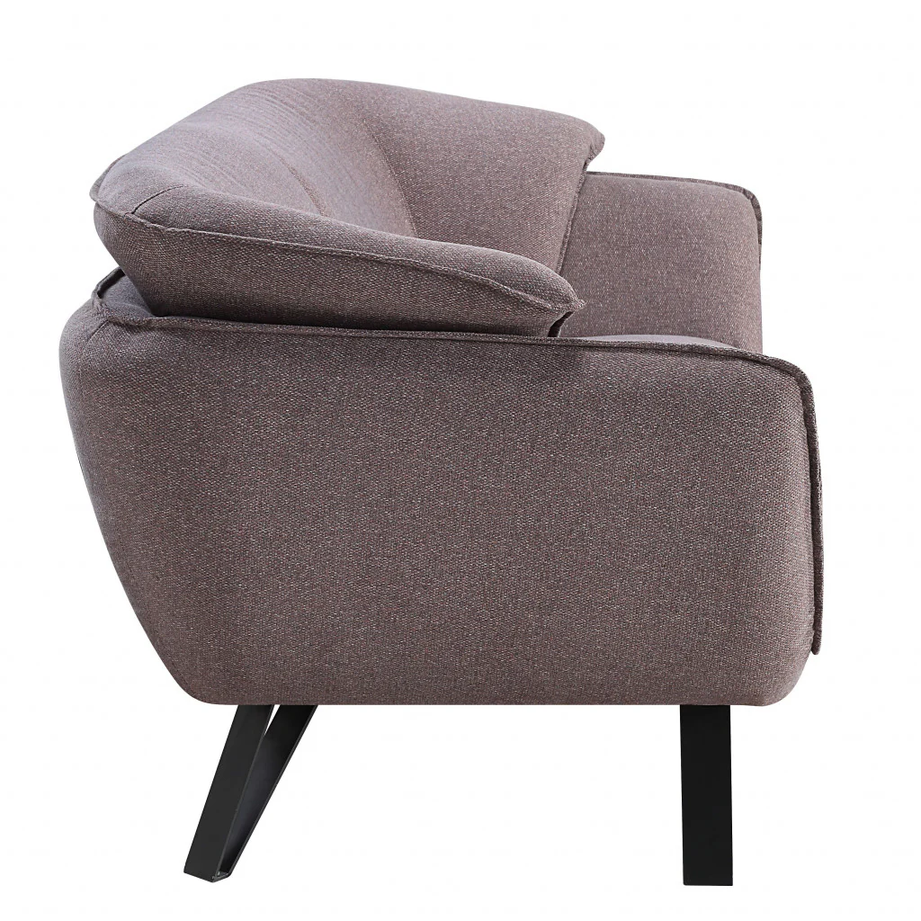78" Gray Linen And Black Sofa By Homeroots - Image 3