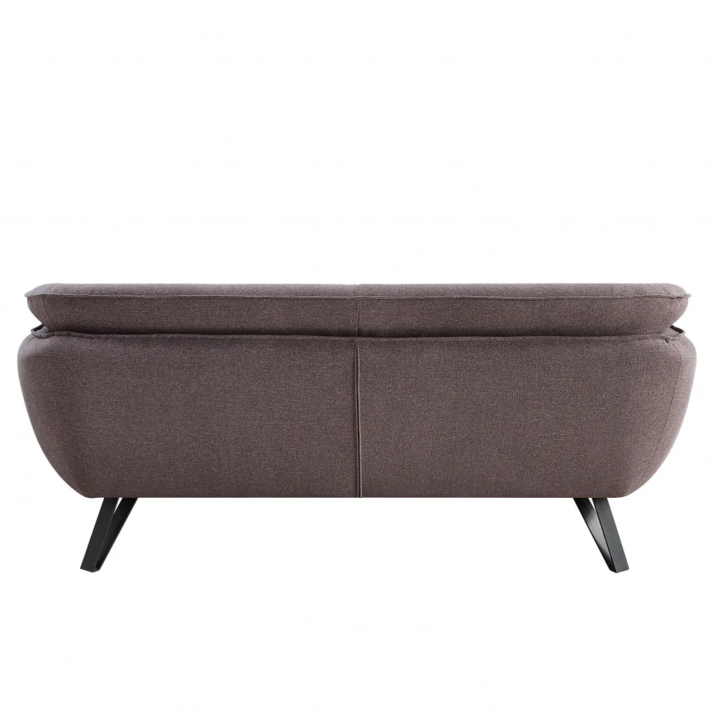 78" Gray Linen And Black Sofa By Homeroots - Image 4