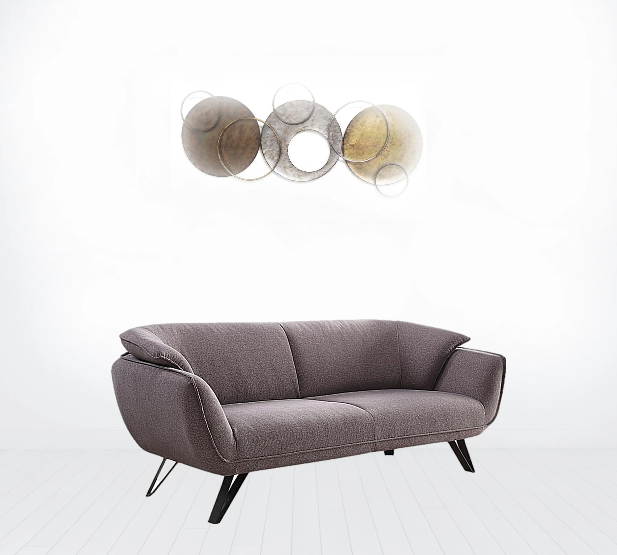 78" Gray Linen And Black Sofa By Homeroots - Image 5