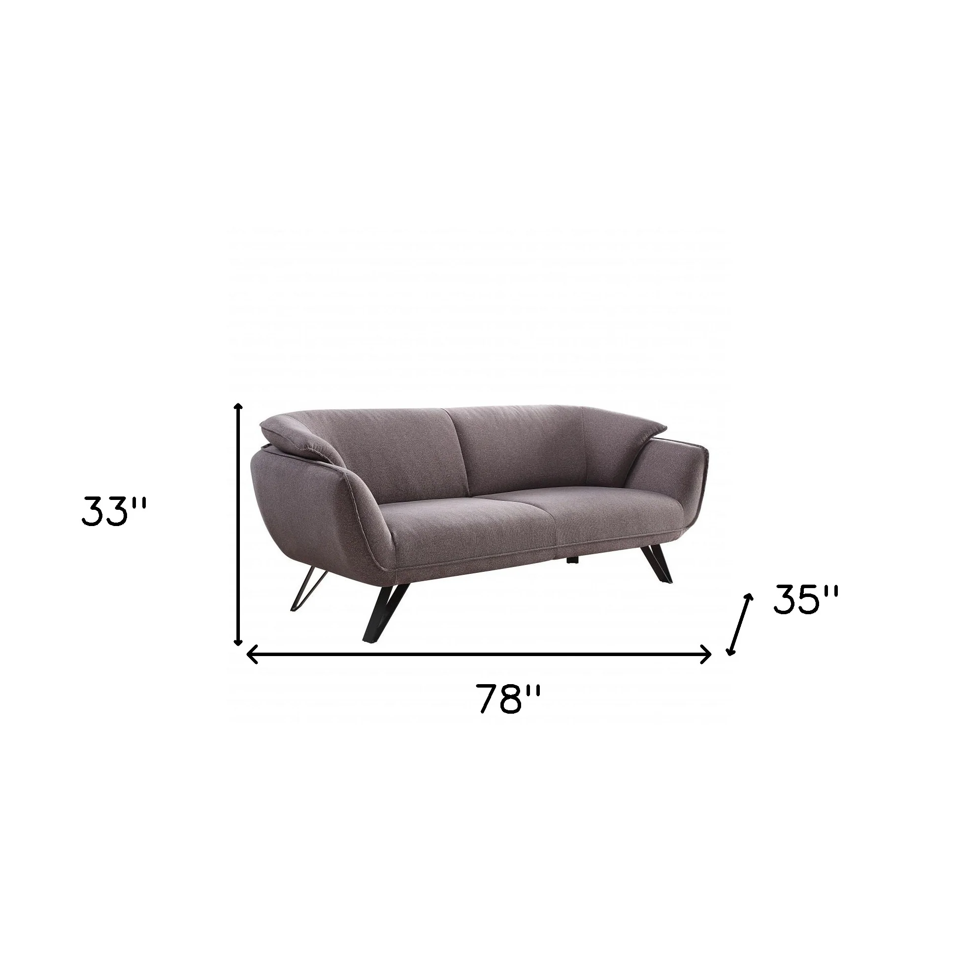 78" Gray Linen And Black Sofa By Homeroots - Image 7