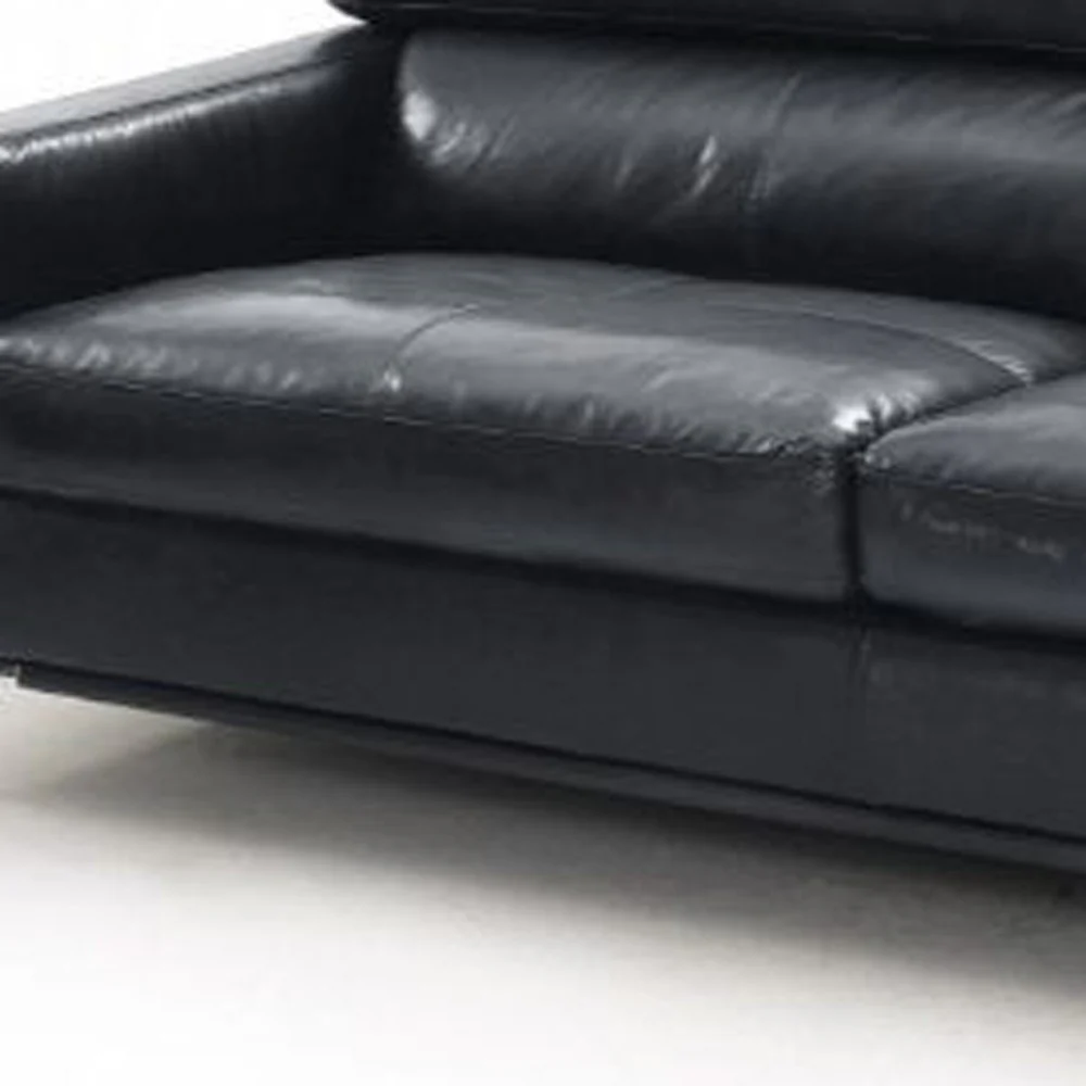 79" Black Silver Genuine Leather Sofa By Homeroots - Image 3