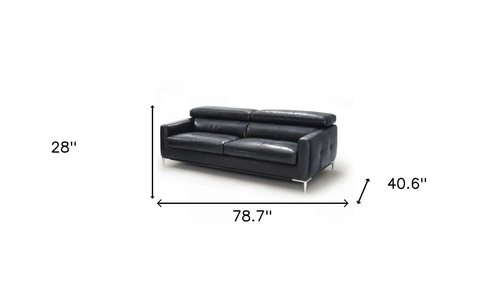 79" Black Silver Genuine Leather Sofa By Homeroots - Image 5