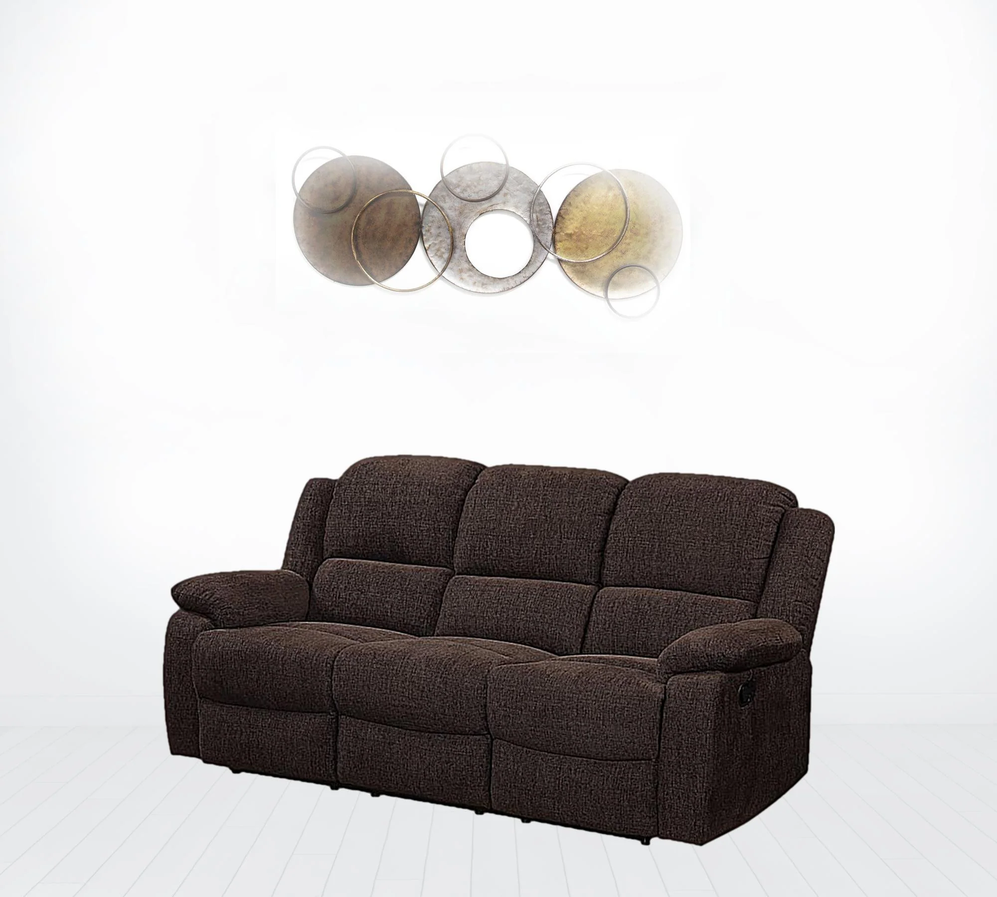 79" Brown Chenille And Black Sofa By Homeroots - Image 2