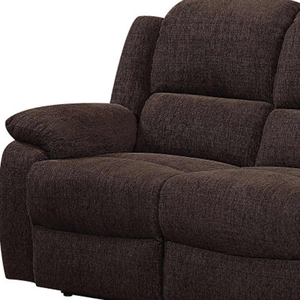 79" Brown Chenille And Black Sofa By Homeroots - Image 3