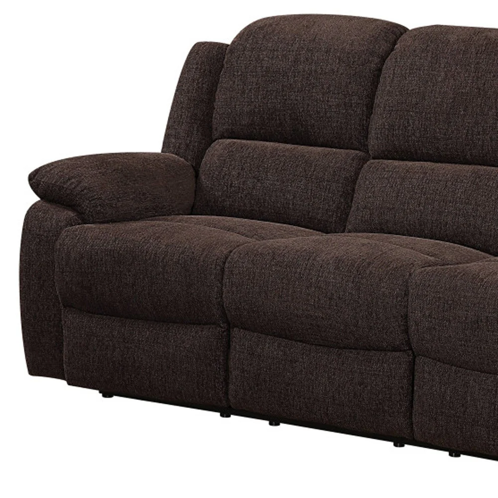 79" Brown Chenille And Black Sofa By Homeroots - Image 4