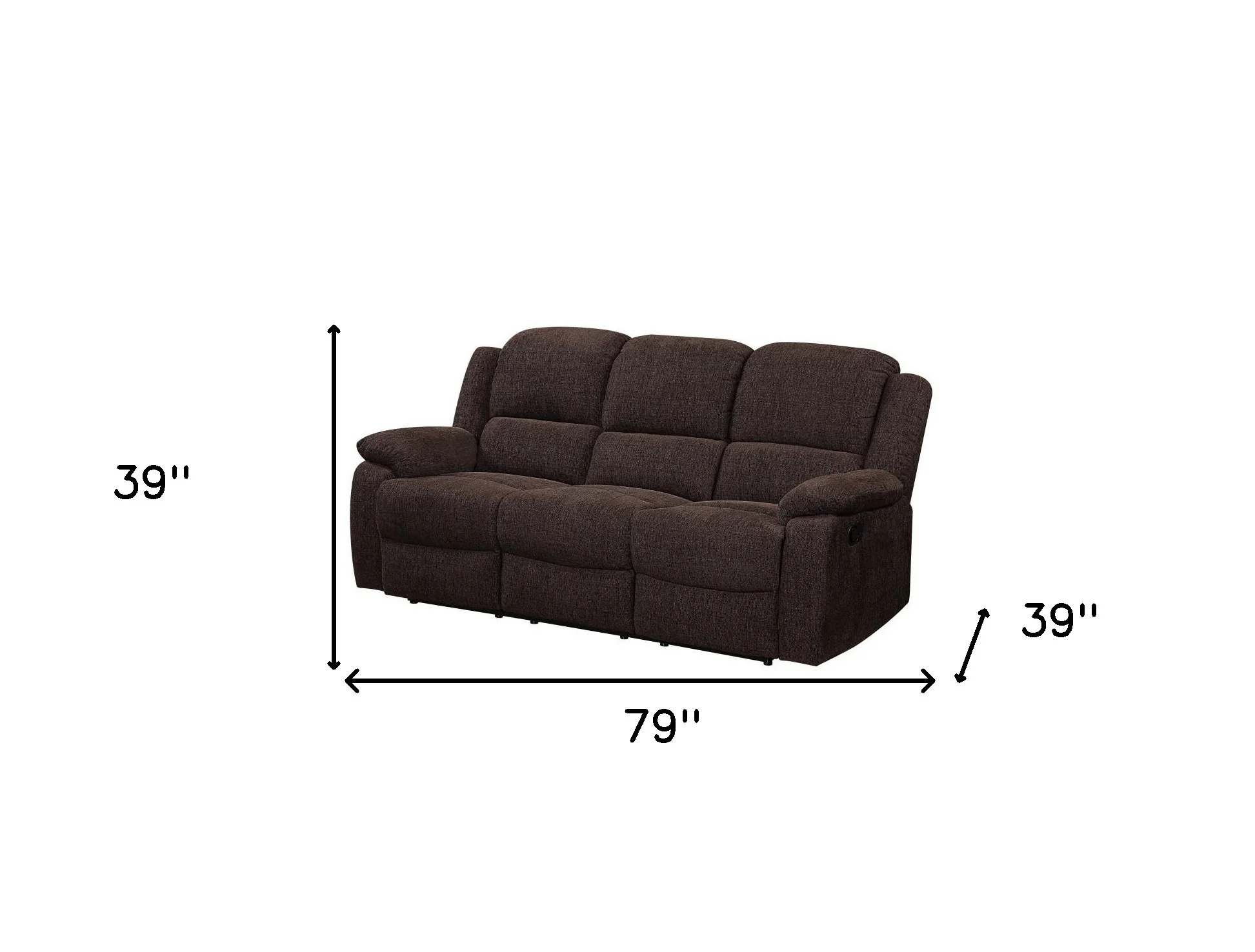 79" Brown Chenille And Black Sofa By Homeroots - Image 5