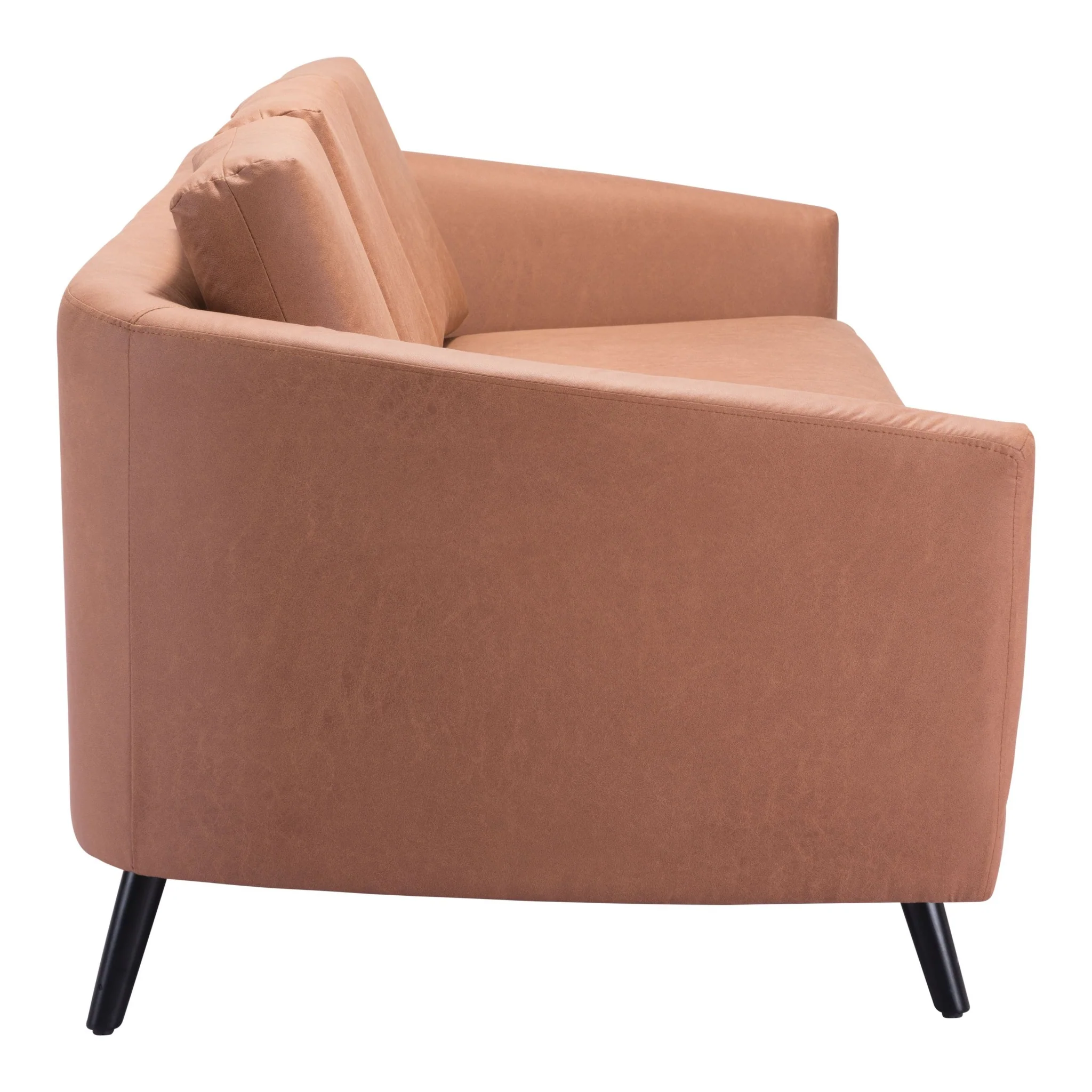 79" Brown Simplicity Faux Leather And Black Sofa By Homeroots - Image 3