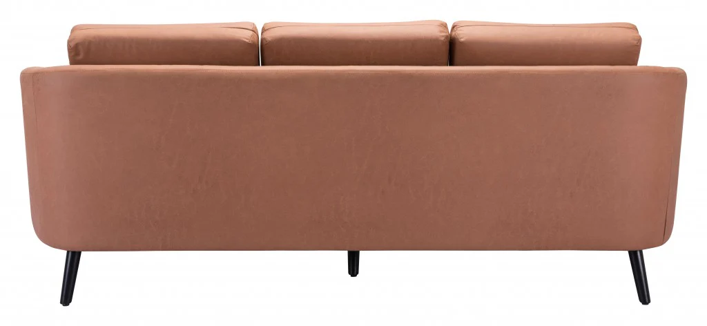 79" Brown Simplicity Faux Leather And Black Sofa By Homeroots - Image 5