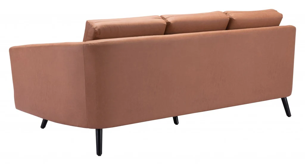 79" Brown Simplicity Faux Leather And Black Sofa By Homeroots - Image 6