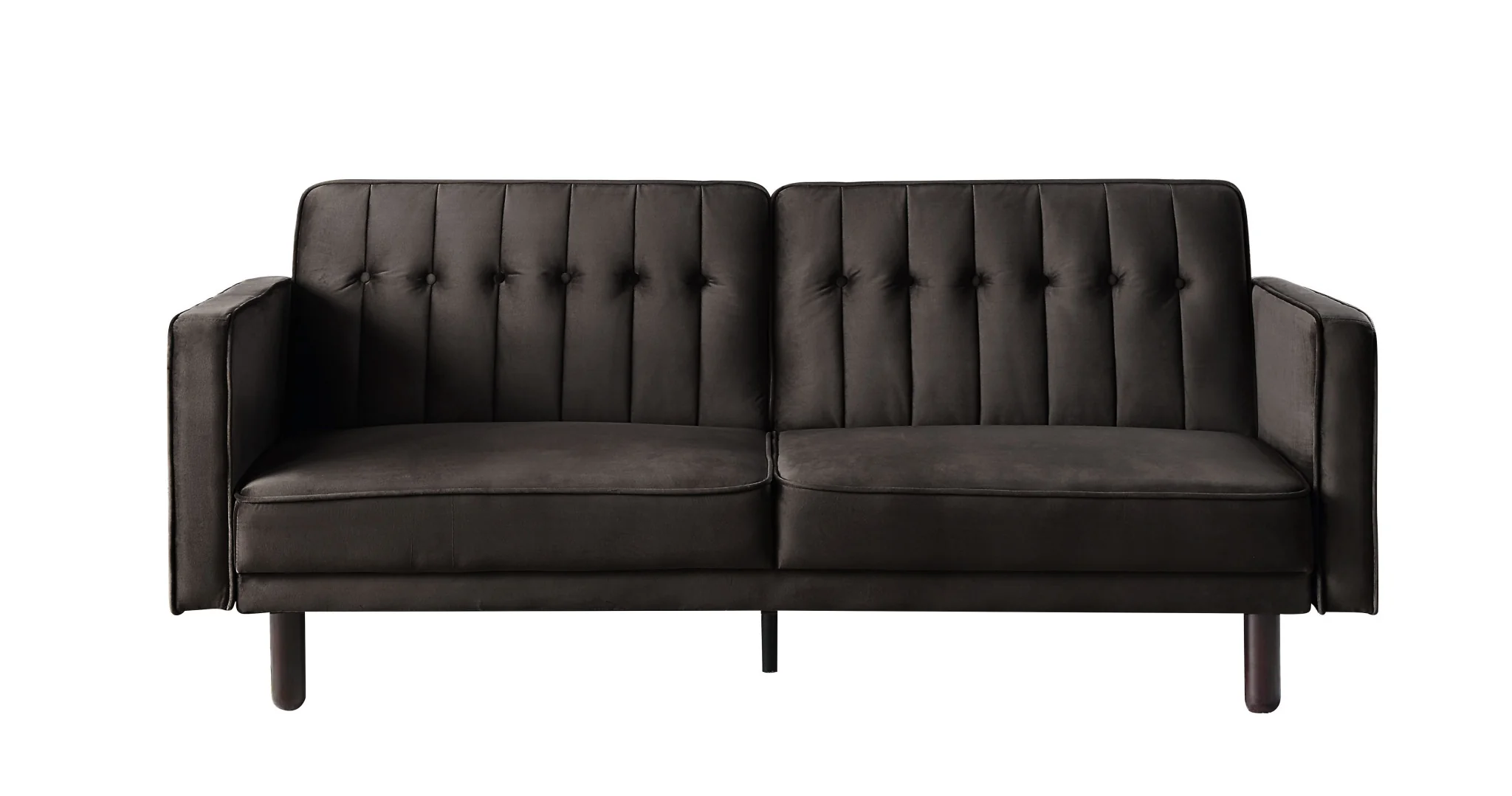 79" Brown Velvet And Black Sleeper Sofa By Homeroots - Image 2