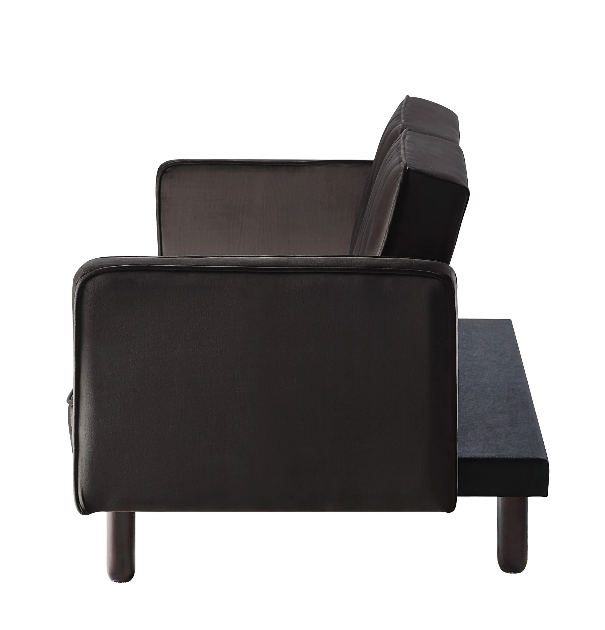 79" Brown Velvet And Black Sleeper Sofa By Homeroots - Image 3