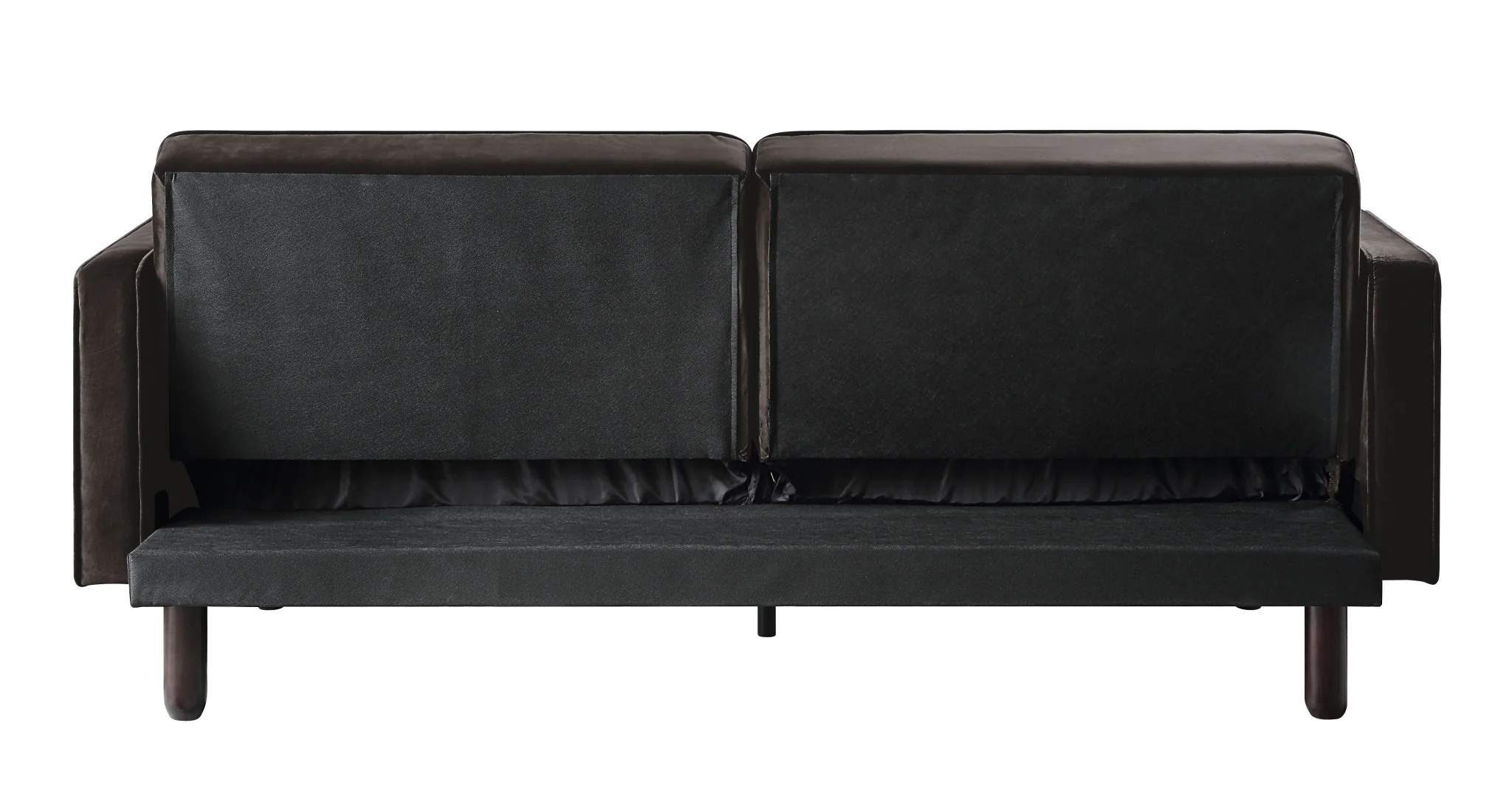 79" Brown Velvet And Black Sleeper Sofa By Homeroots - Image 4