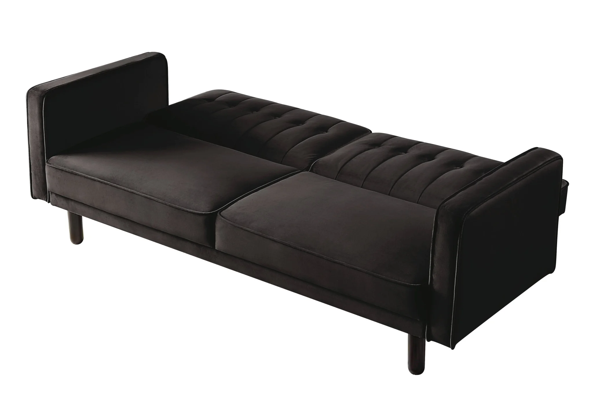 79" Brown Velvet And Black Sleeper Sofa By Homeroots - Image 5