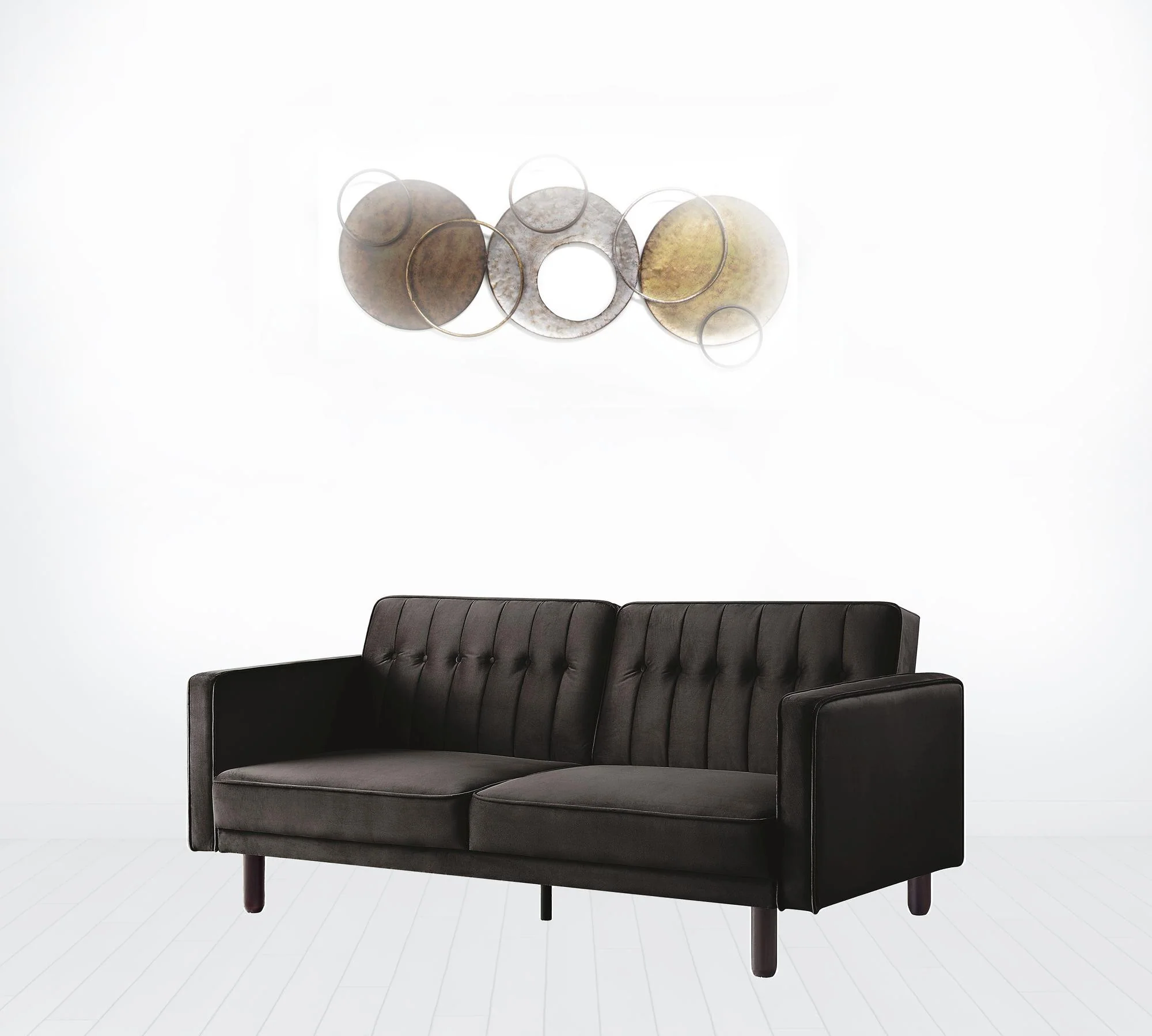 79" Brown Velvet And Black Sleeper Sofa By Homeroots - Image 6