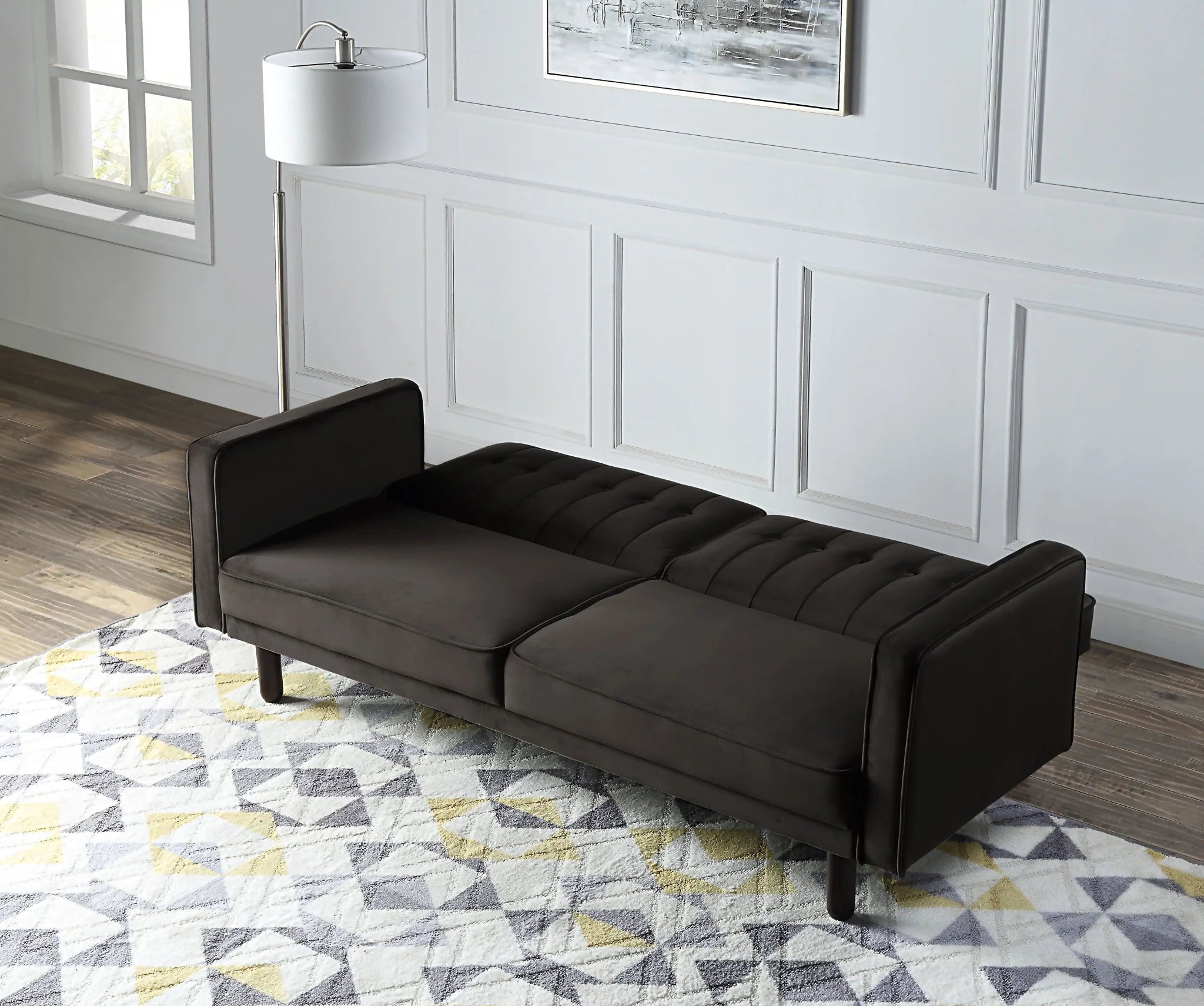 79" Brown Velvet And Black Sleeper Sofa By Homeroots - Image 7