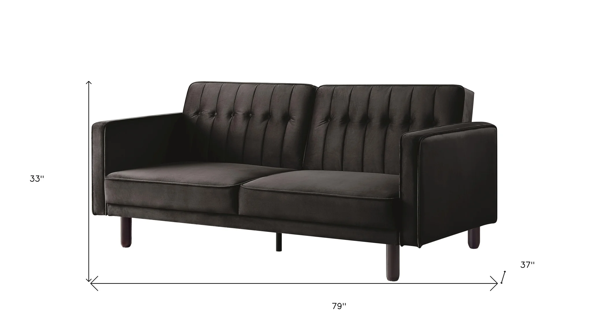 79" Brown Velvet And Black Sleeper Sofa By Homeroots - Image 9