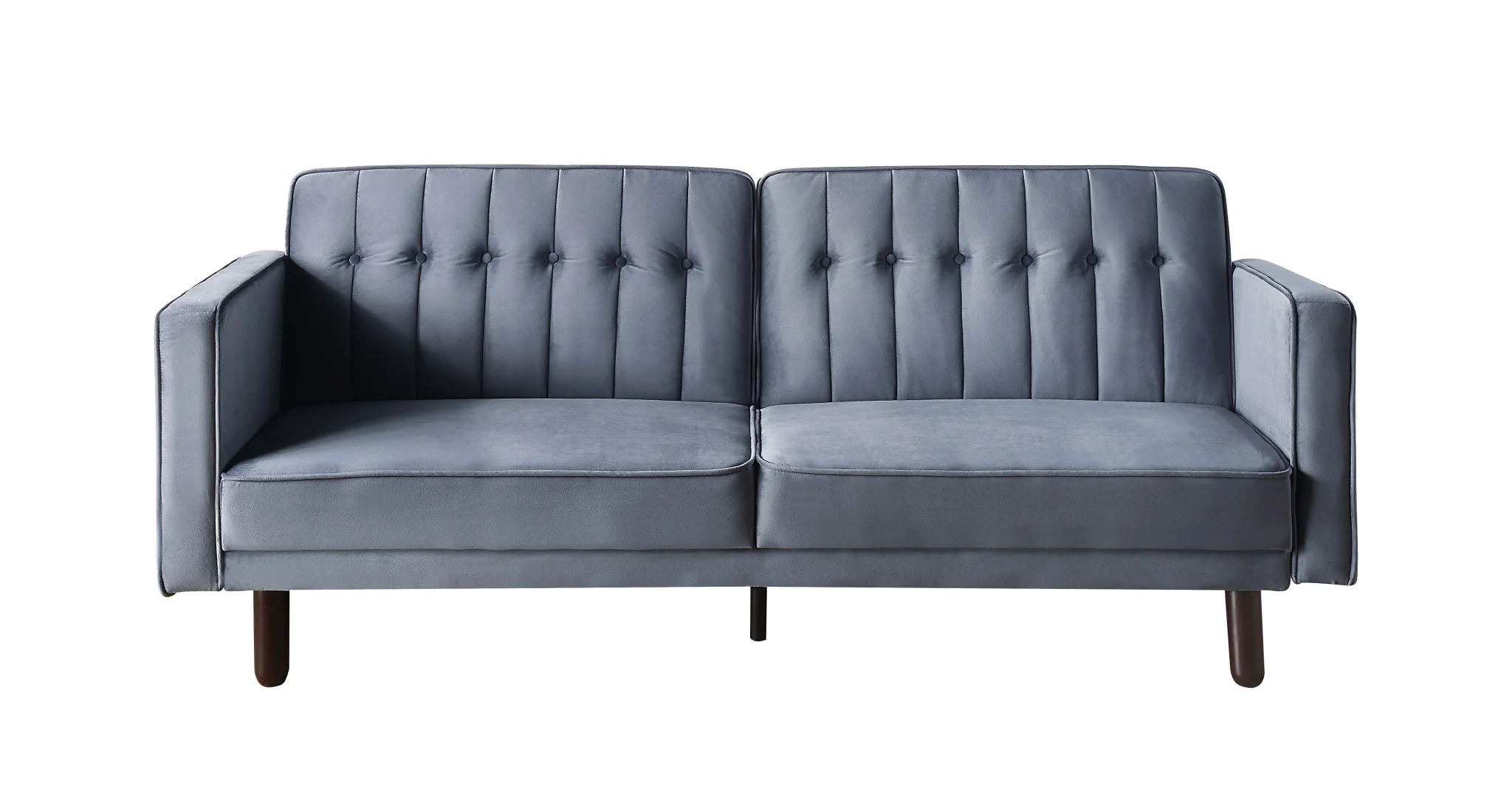 79" Dark Gray Velvet And Black Sleeper Sofa By Homeroots - Image 2