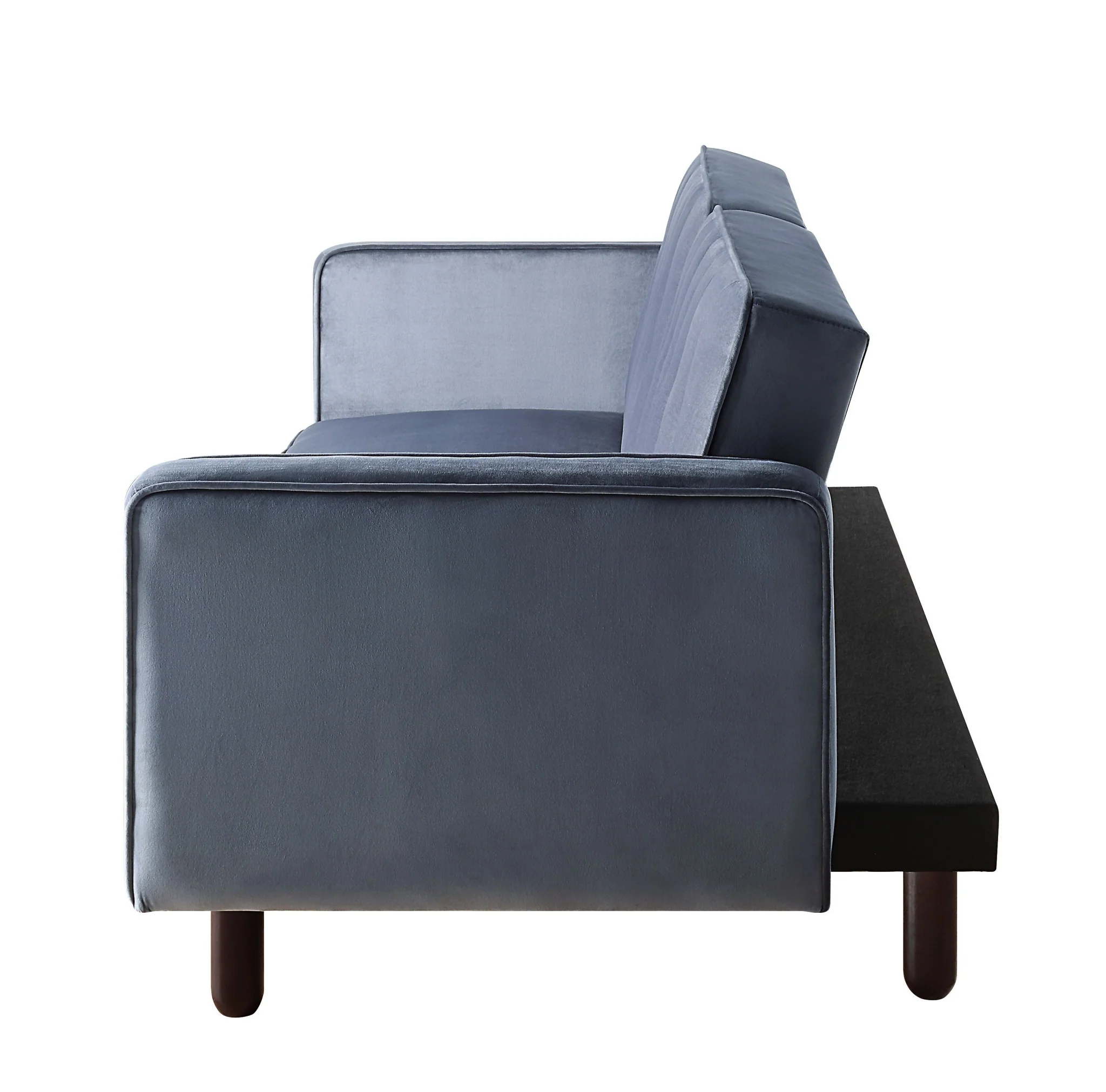 79" Dark Gray Velvet And Black Sleeper Sofa By Homeroots - Image 3