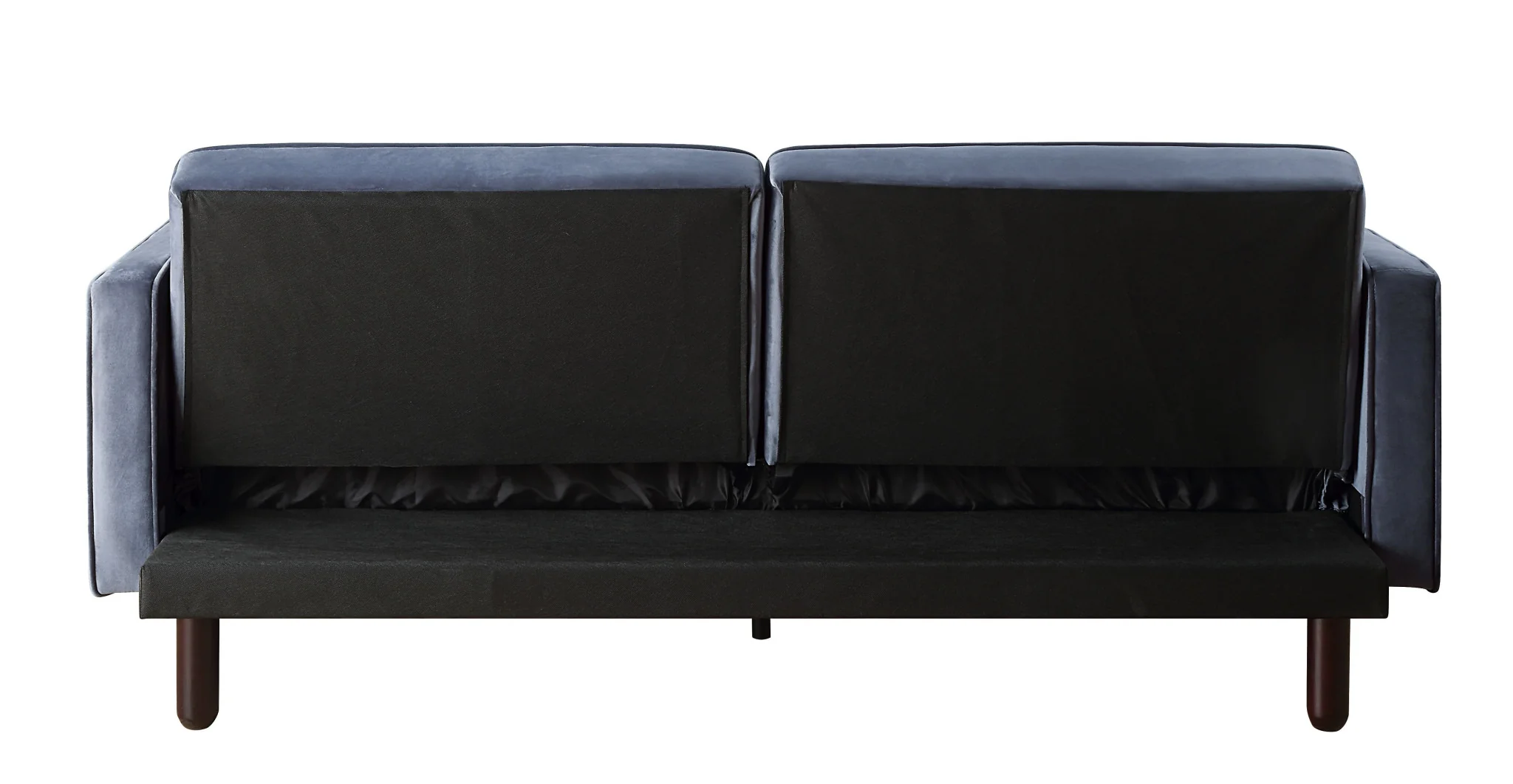 79" Dark Gray Velvet And Black Sleeper Sofa By Homeroots - Image 4
