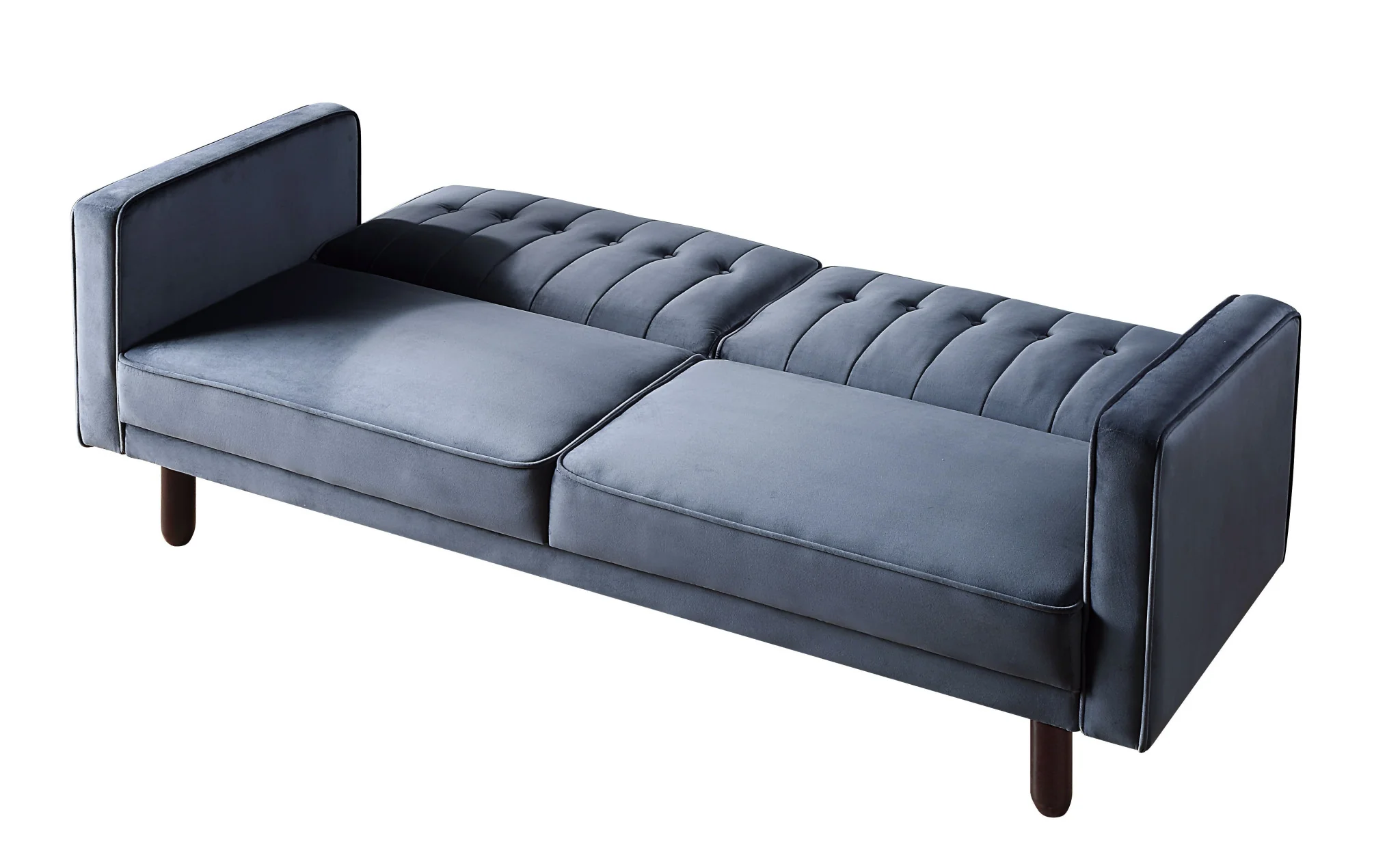 79" Dark Gray Velvet And Black Sleeper Sofa By Homeroots - Image 5